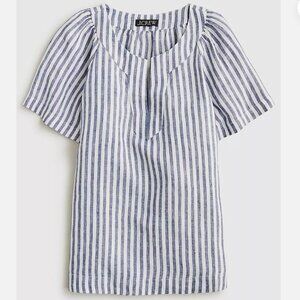 J. Crew Blue and White linen Striped Blouse